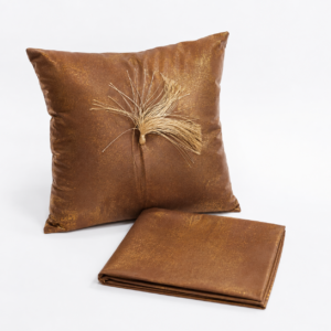 Housse de Coussin Bohème avec Pompon - Marron Doré