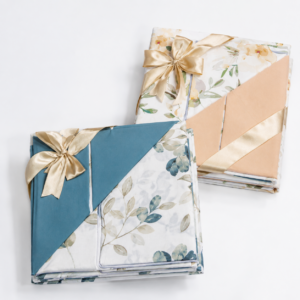 Parure de Lit Florale Élégante – Pêche ou Bleu Canard