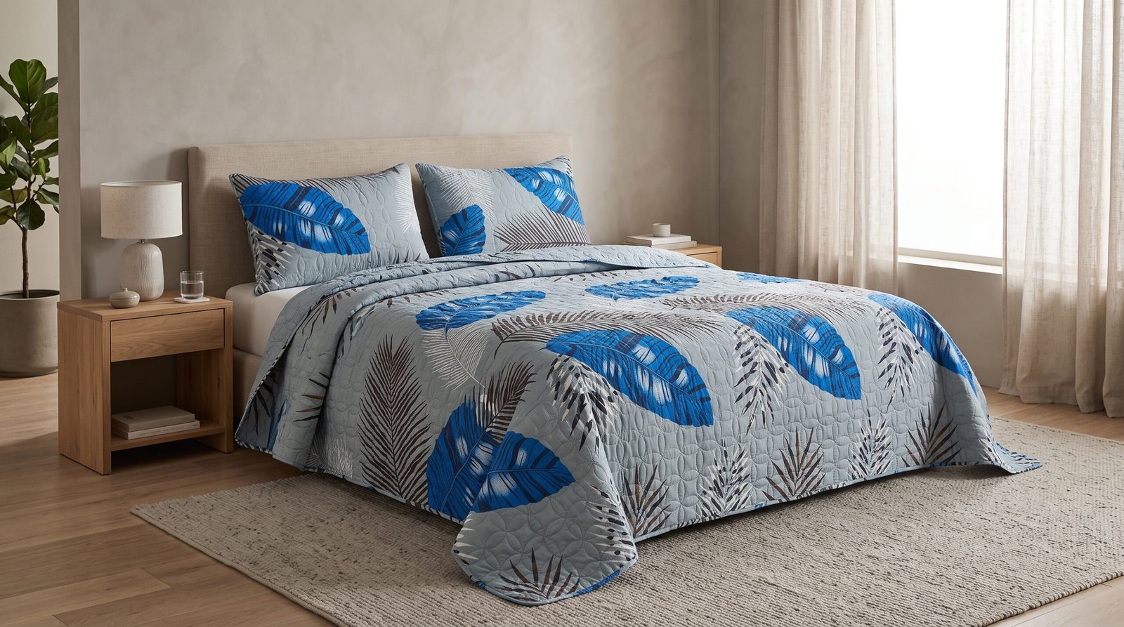 Parure Boutis Couvre-Lit Motif Tropical