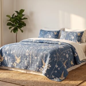 Parure Boutis Couvre-Lit Motif Printanier