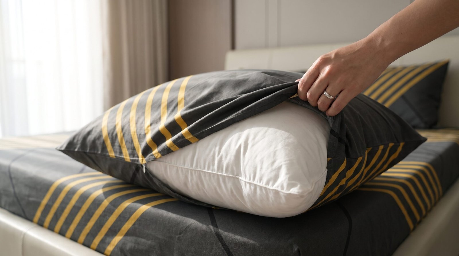 Parure de Drap Rayée Noir et Jaune